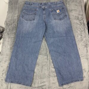 Vintage Carhartt B189 DKV Loose Fit Work Jeans Mens 40x28 Light Wash Denim